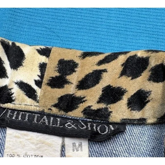 Vintage WHITTALL & SHON Denim Vest Animal Print Patchwork Leopard Zebra Size M - Picture 4 of 12